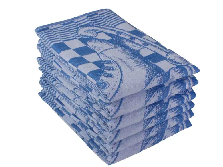 DoubleDry Schaatsen 50 x 70 cm set van 6 theedoeken - blauw