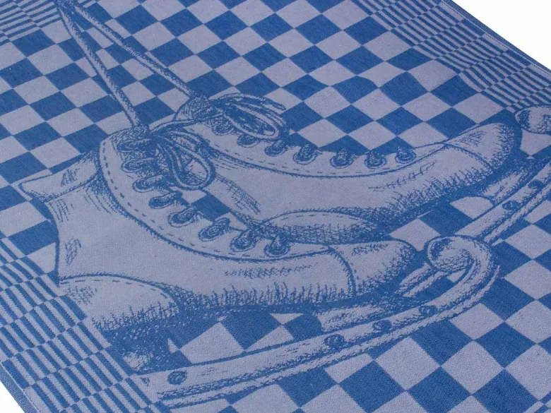 DoubleDry Schaatsen 50 x 70 cm set van 6 theedoeken - blauw