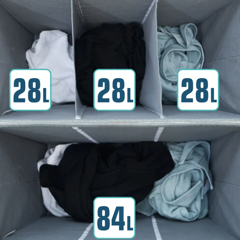 DuneDesign 3 vakken wasmand - 84 liter