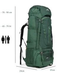 Dutch Mountains 65-75 liter backpack met regenhoes - Green
