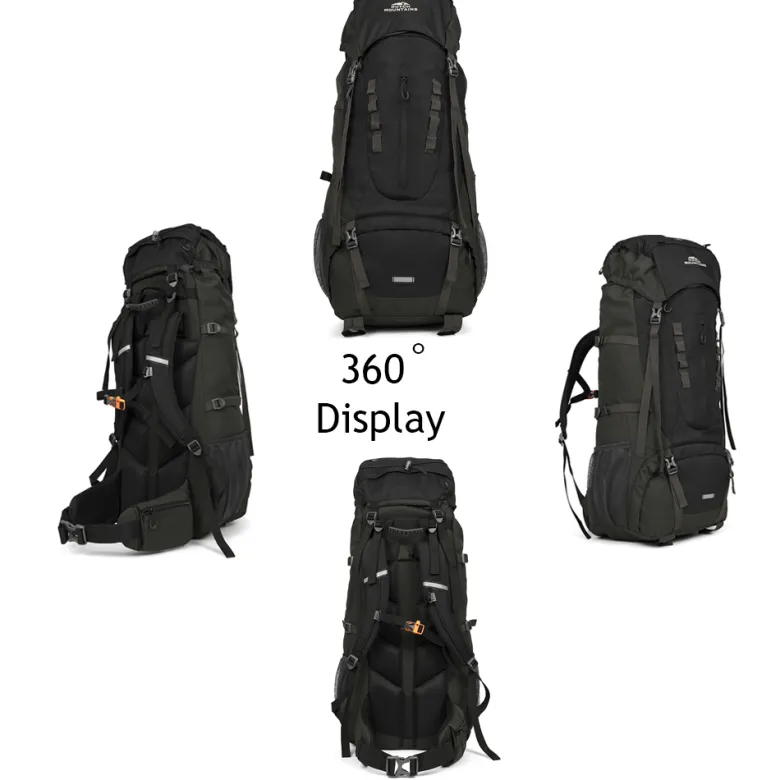 Dutch Mountains 65-75 liter backpack met regenhoes - Black