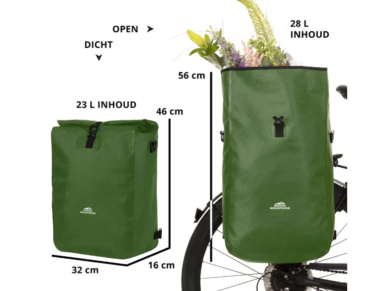 Dutch Mountains 28 liter 3 in 1 enkele fietstas - Green