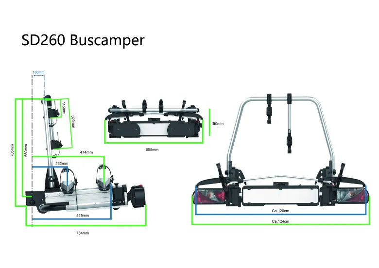 Enduro SD260 buscamper fietsendrager - silver