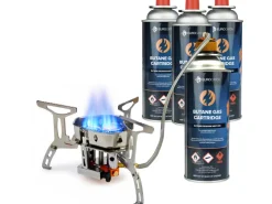 Eurocatch Turbo 6800 watt gasbrander met 4 gasflessen