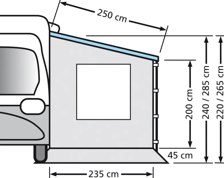 Eurotrail 235x200/240 cm Camper met zijwand raam