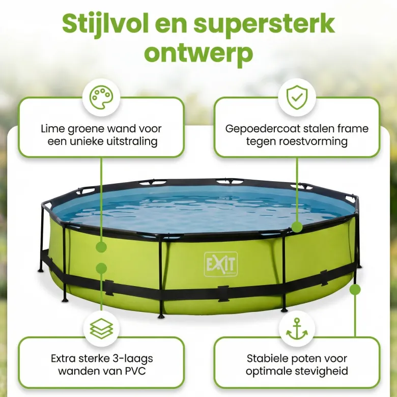 EXIT Lime 360x76cm Zwembad met pomp - Green