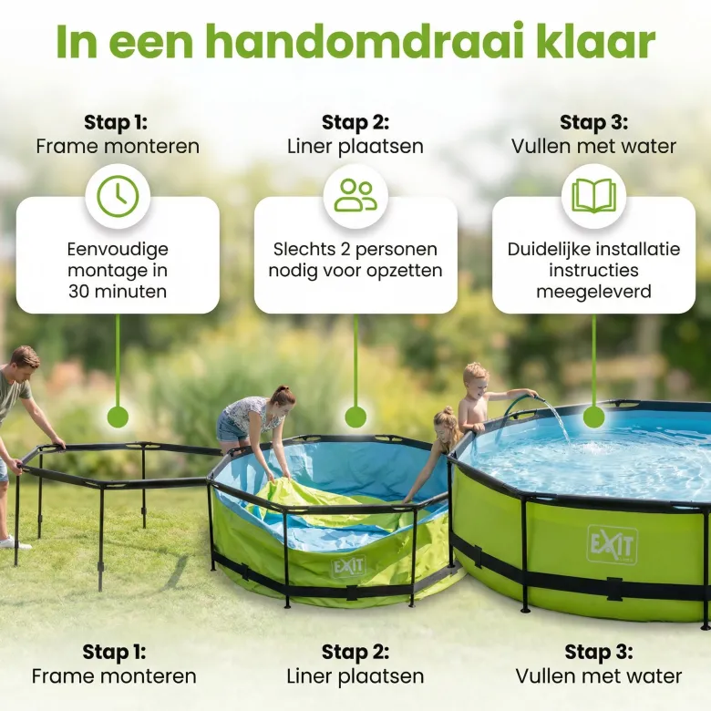 EXIT Lime 360x76cm Zwembad met pomp - Green