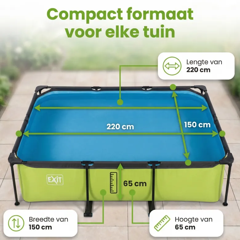 EXIT Lime 220x150x65cm Zwembad met pomp - Green