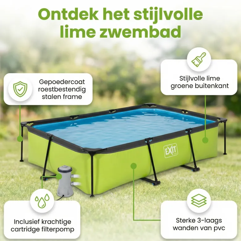 EXIT Lime 300x200x65cm Zwembad met pomp - Green