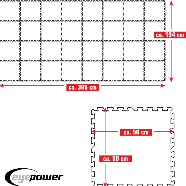 Eyepower 50x50cm set van 32 zwembad vloertegels - Blue