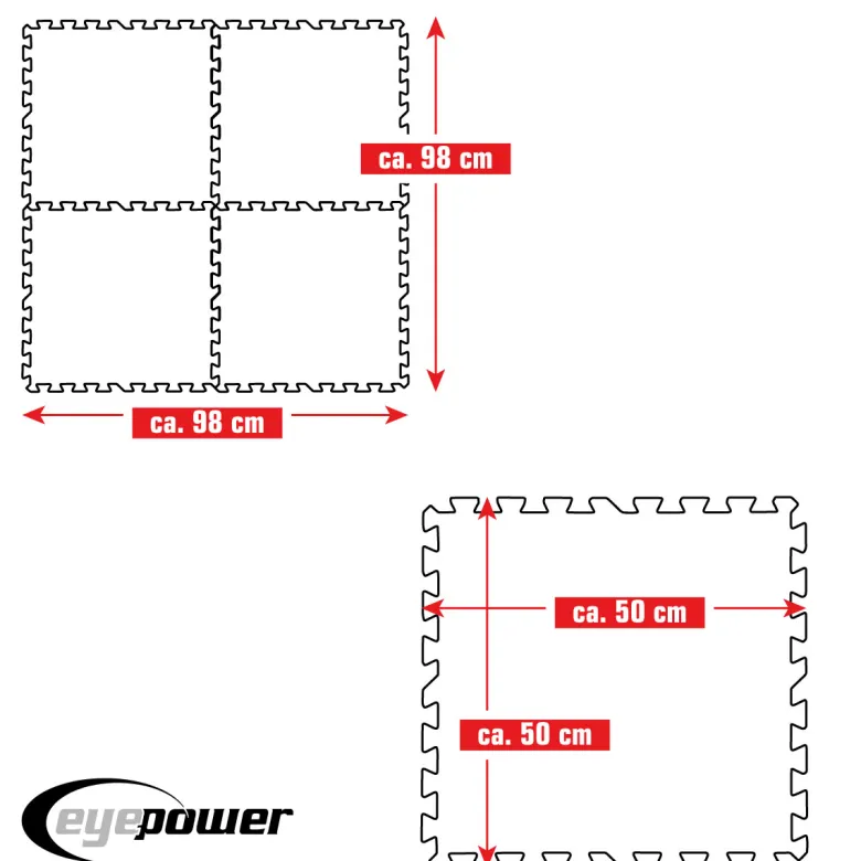 Eyepower 50x50cm set van 4 zwembad vloertegels - Blue