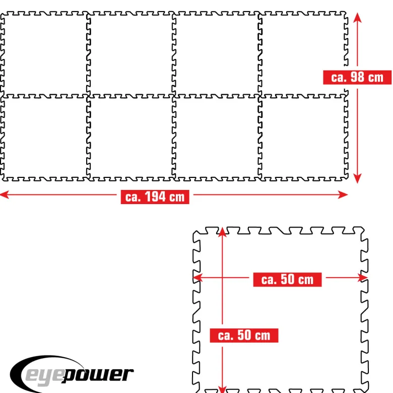 Eyepower 50x50cm set van 8 zwembad vloertegels - Blue