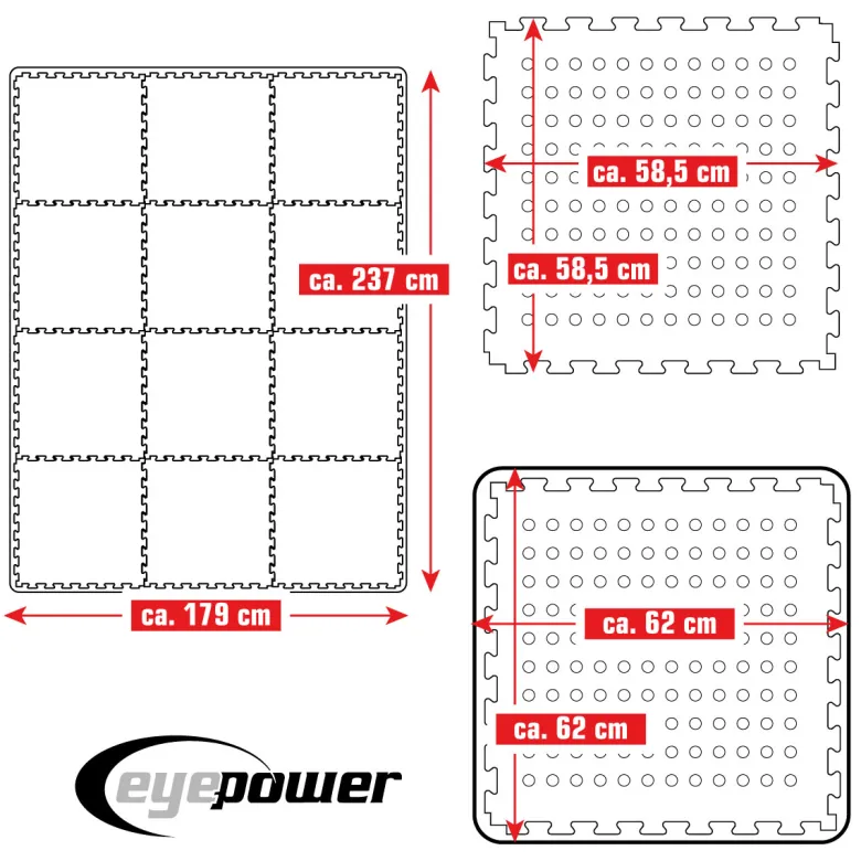 Eyepower 62x62cm set van 12 zwembad vloertegels - Blue