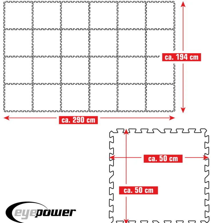 Eyepower 50x50cm set van 24 zwembad vloertegels - Blue