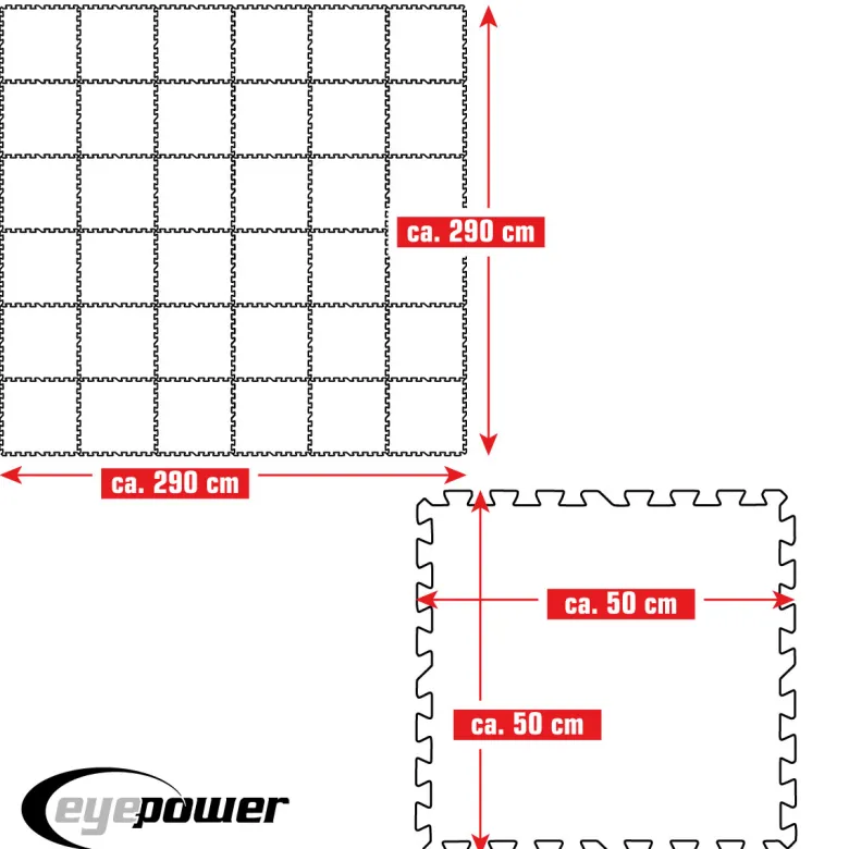 Eyepower 50x50cm set van 36 zwembad vloertegels - Blue