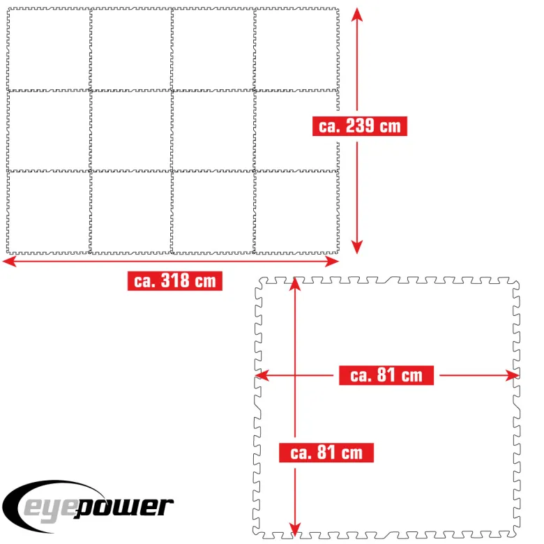 Eyepower 81x81cm set van 12 zwembad vloertegels - Blue
