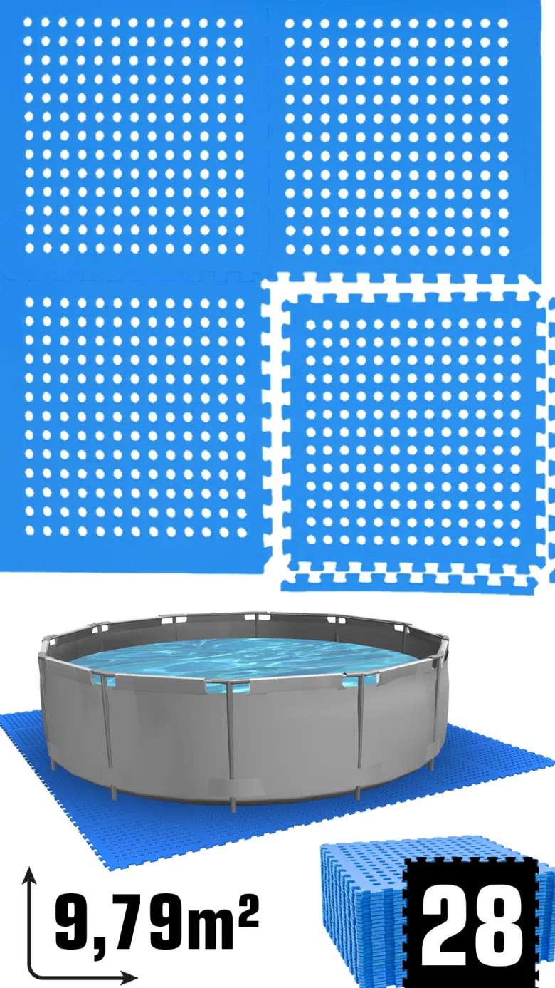 Eyepower 62x62cm set van 28 zwembad vloertegels - Blue