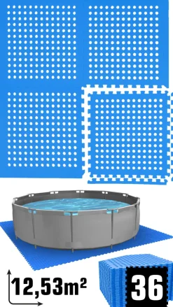 Eyepower 62x62cm set van 36 zwembad vloertegels - Blue