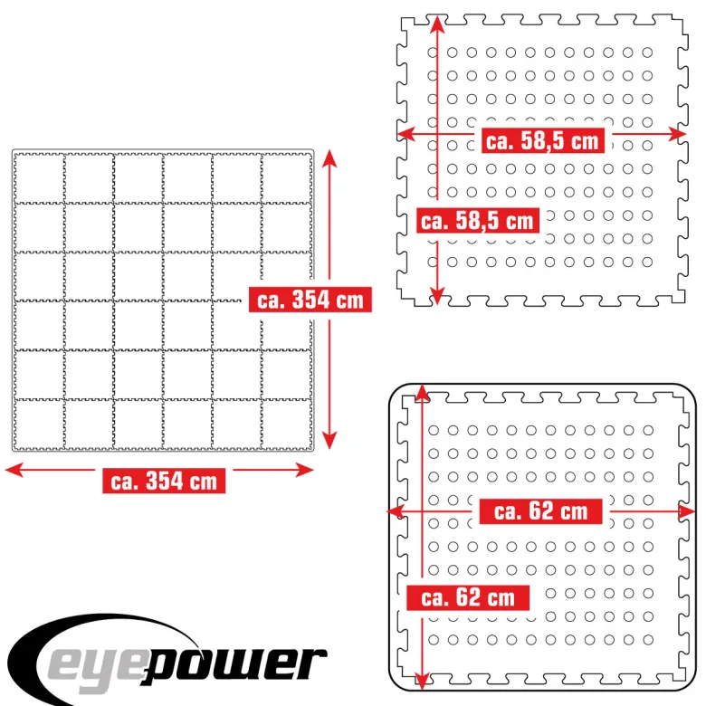 Eyepower 62x62cm set van 36 zwembad vloertegels - Blue