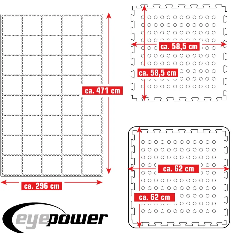 Eyepower 62x62cm set van 40 zwembad vloertegels - Blue