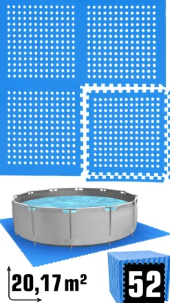Eyepower 62x62cm set van 52 zwembad vloertegels - Blue