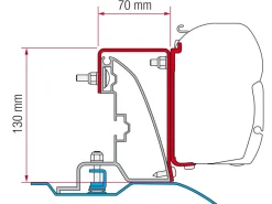 Fiamma F45 adapter Ducato H2 Roof Rail >2006