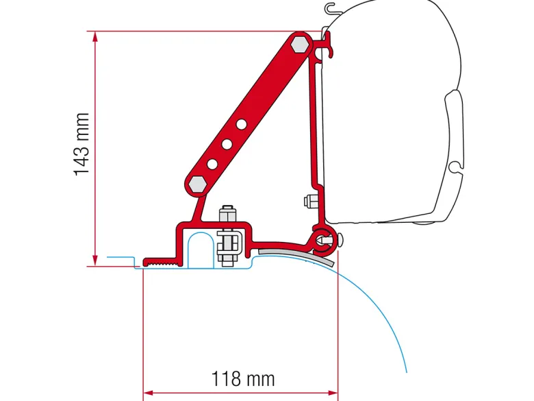 Fiamma F45 adapter Ducato H2 vanaf 2006