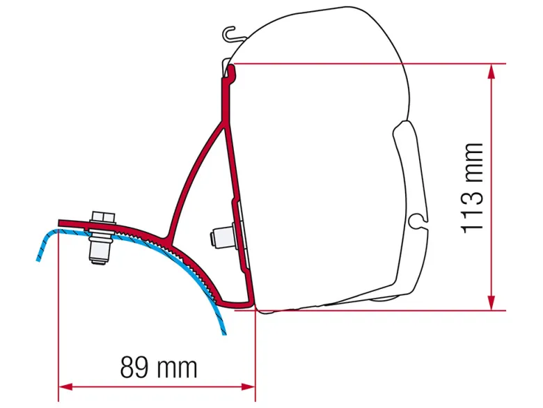 Fiamma F45 adapter Trafic Vivaro Primastar na 2001 voor 2015