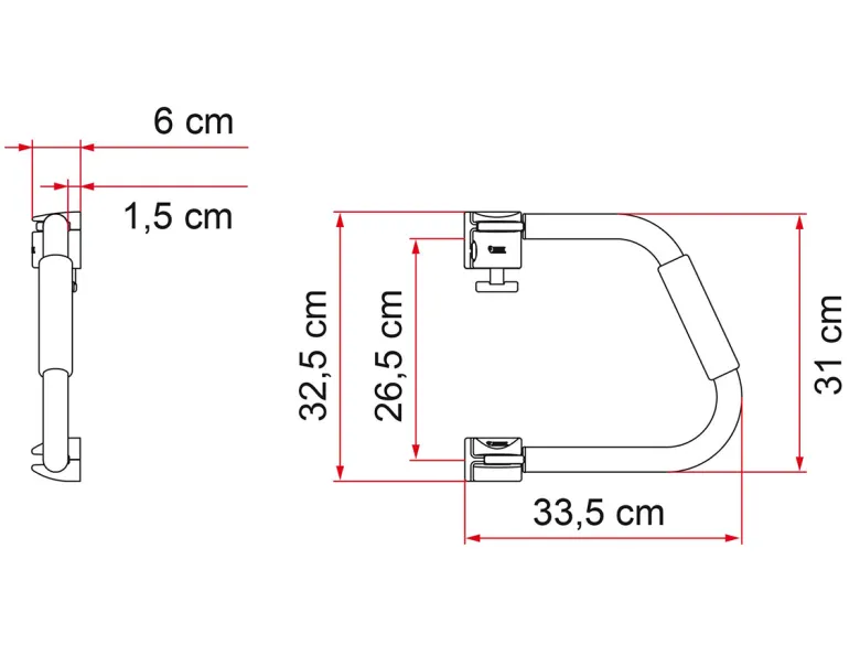 Fiamma Security 31 cm instapgreep - silver