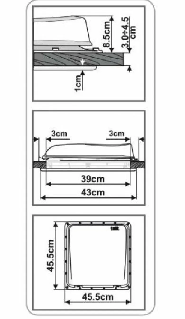Fiamma Turbo Vent Premium 40 x 40 dakluik met ventilator - transparent