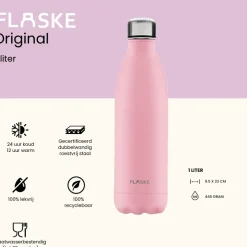 Flaske 1 liter rvs drinkfles - flower