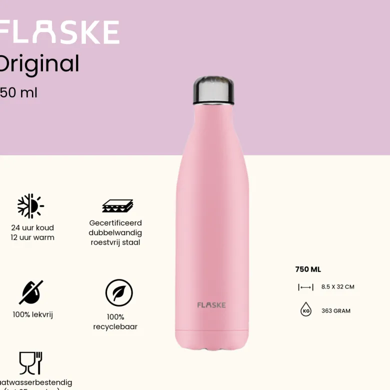 FLASKE 750 ml RVS Drinkfles - Flower