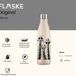 Flaske 500 ml rvs drinkfles - giraffe
