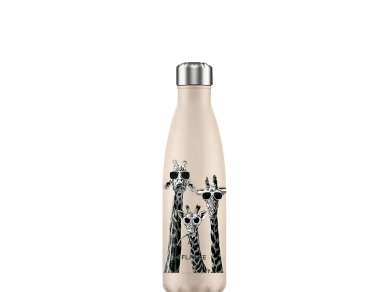 Flaske 500 ml rvs drinkfles - giraffe