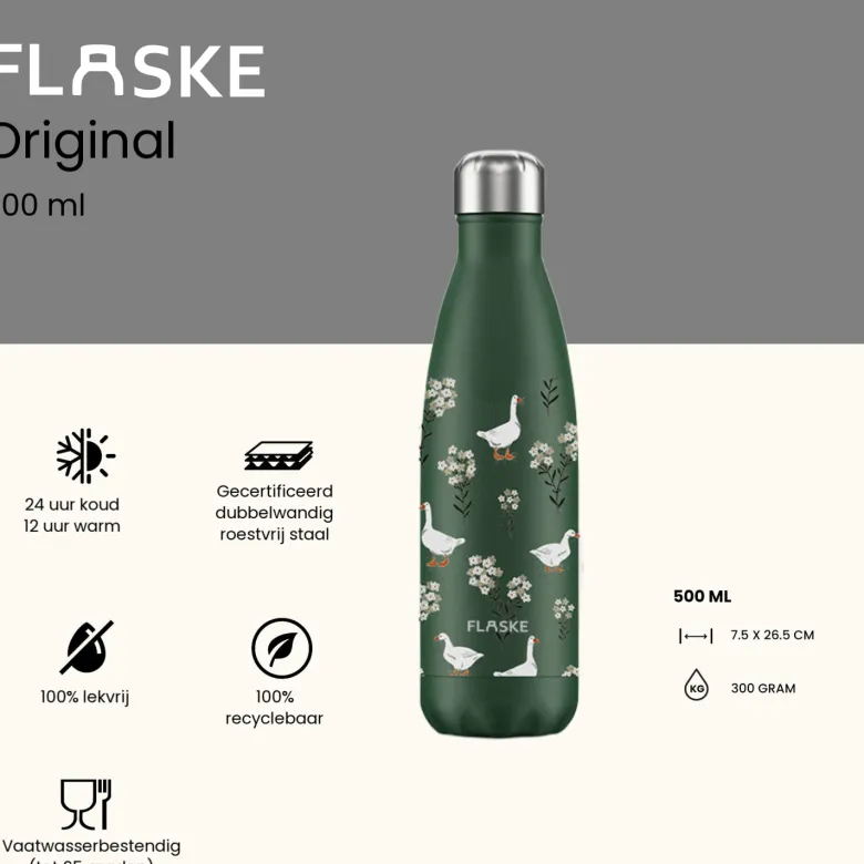 Flaske 500 ml rvs drinkfles - goose haven