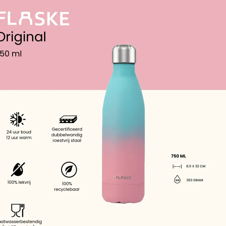 Flaske 750 ml rvs drinkfles - gradient spring