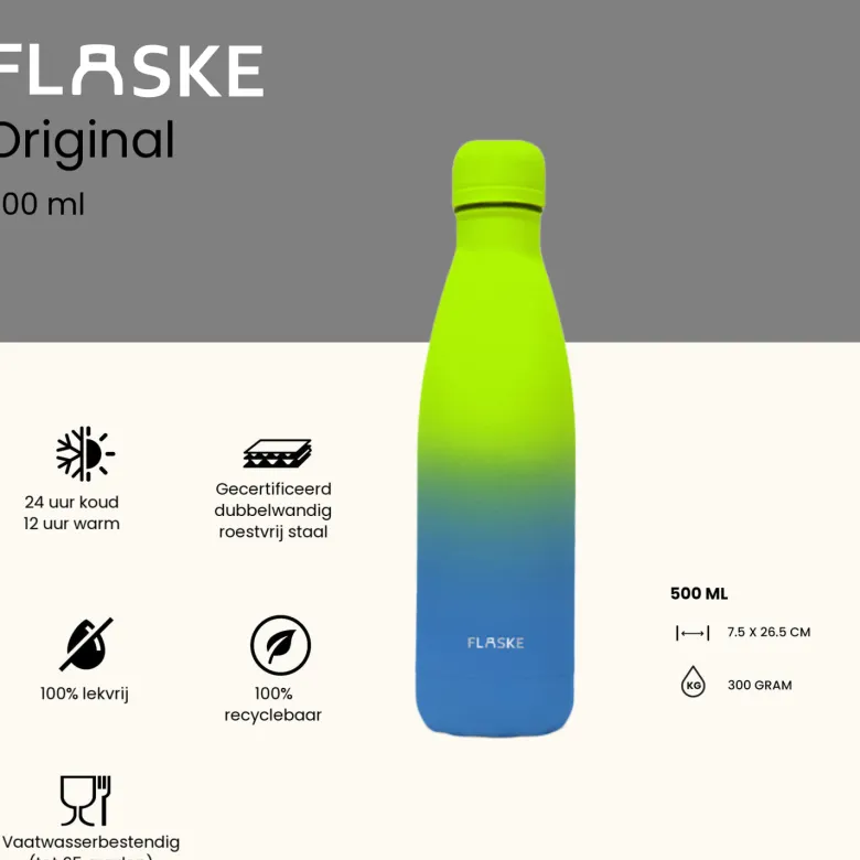 FLASKE 500 ml RVS Drinkfles - Gradient Lagoon