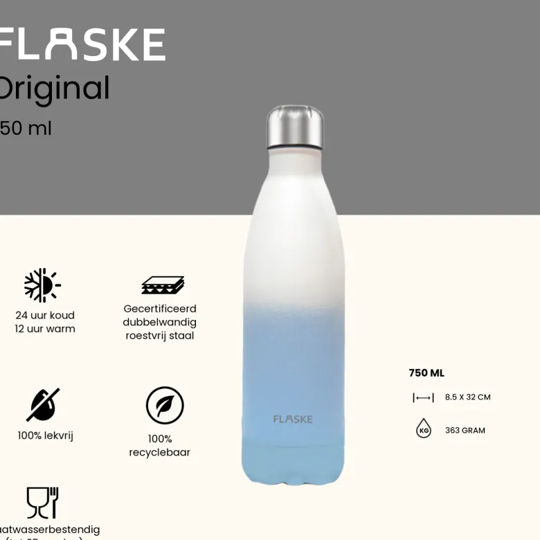 Flaske 750 ml rvs drinkfles - gradient frost
