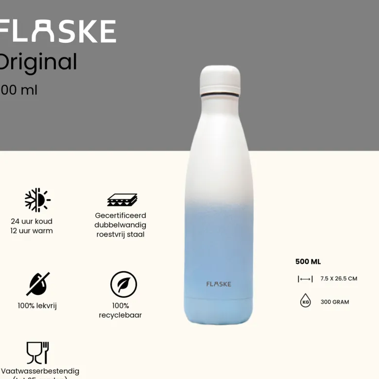 Flaske 500 ml rvs drinkfles - gradient frost