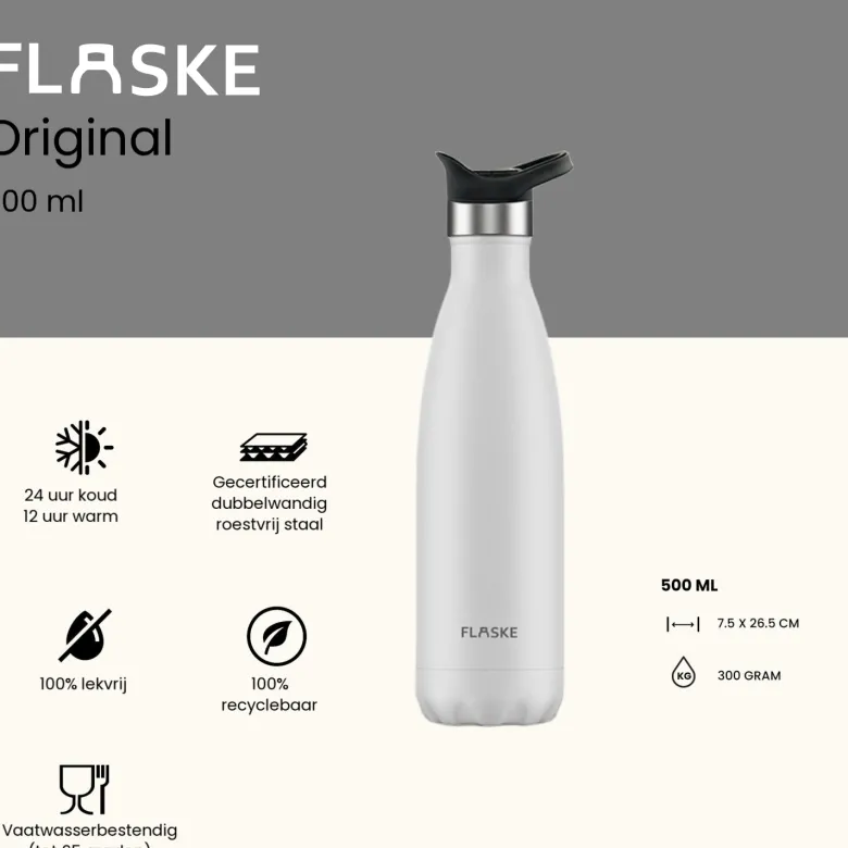 Flaske 500 ml rvs drinkfles - ice