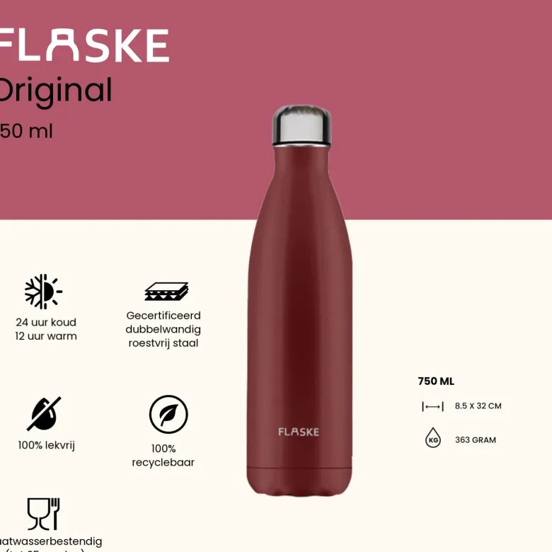 Flaske 750 ml rvs drinkfles - Lava