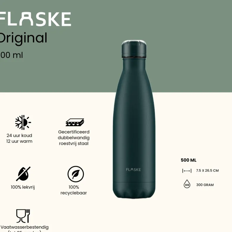 FLASKE 500 ml RVS Drinkfles - Moss