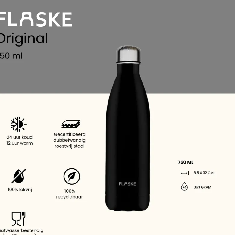 Flaske 750 ml rvs drinkfles - night