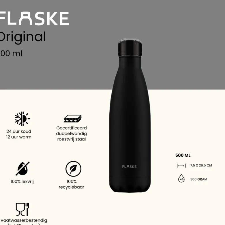FLASKE 500 ml RVS Drinkfles - Night