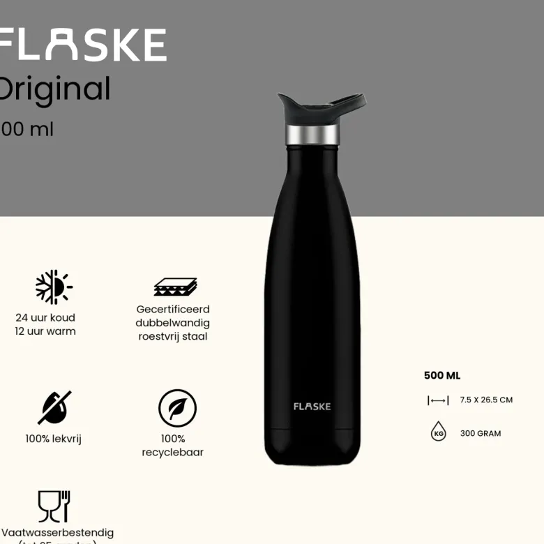 FLASKE 500 ml RVS Drinkfles - Night