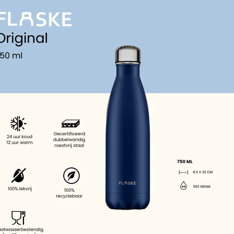 Flaske 750 ml rvs drinkfles - shade