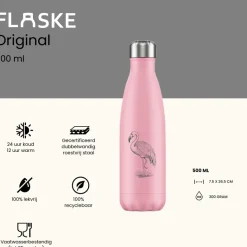 FLASKE 500 ml RVS Drinkfles - Standing Flamingo
