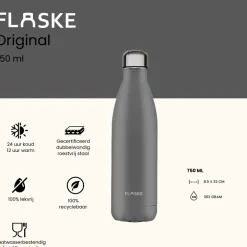 FLASKE 750 ml RVS drinkfles - Stone