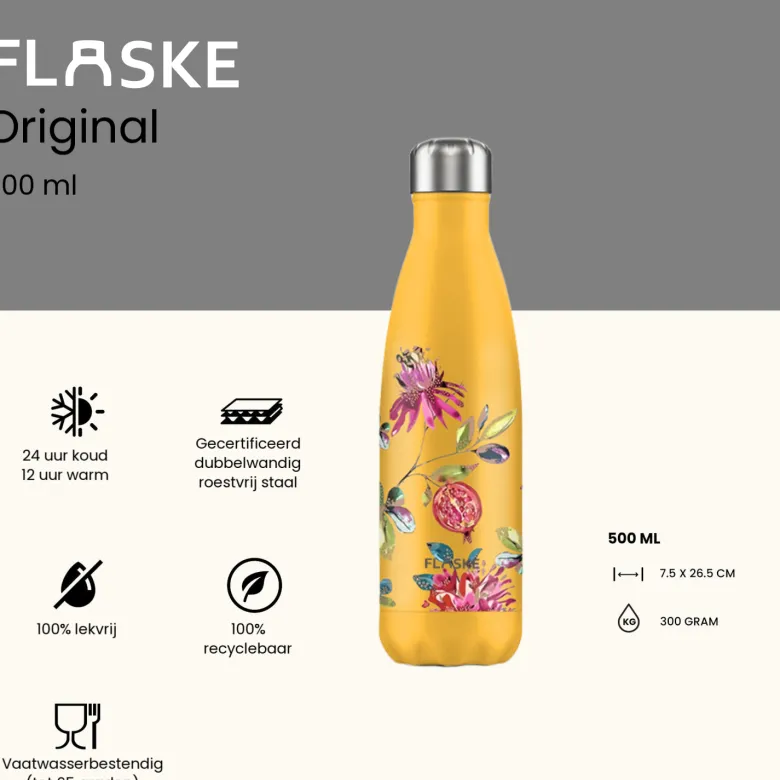 FLASKE 500 ml RVS drinkfles - Sunny Blossom