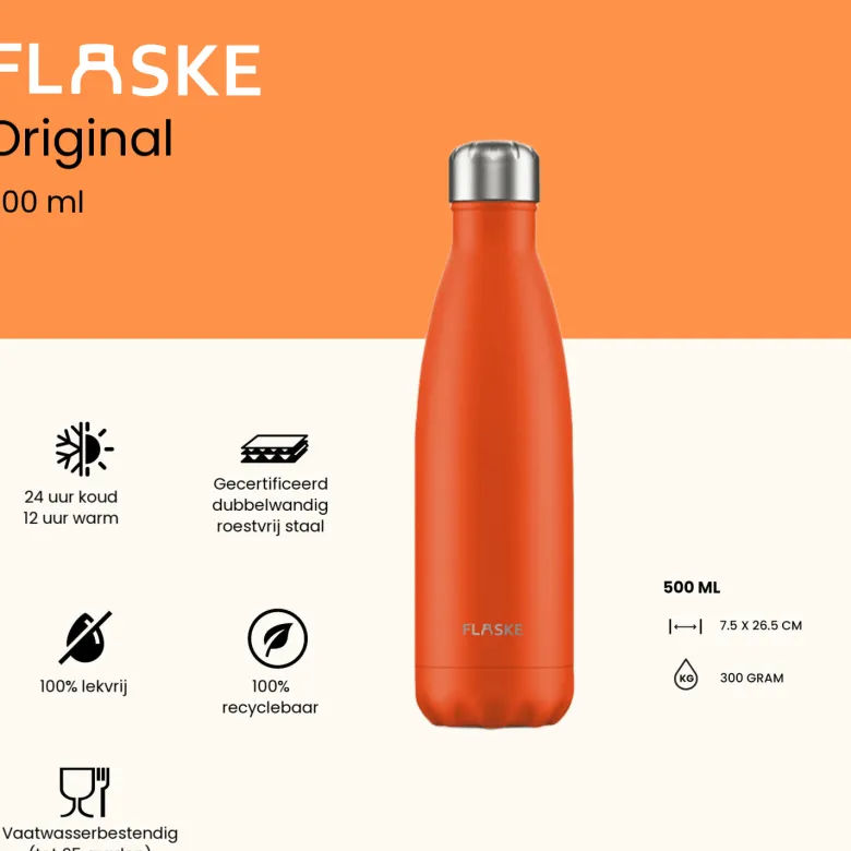Flaske 500 ml rvs drinkfles - sunrise